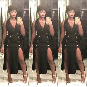 Maxi tux slit sexy black dress- Make an offer!
